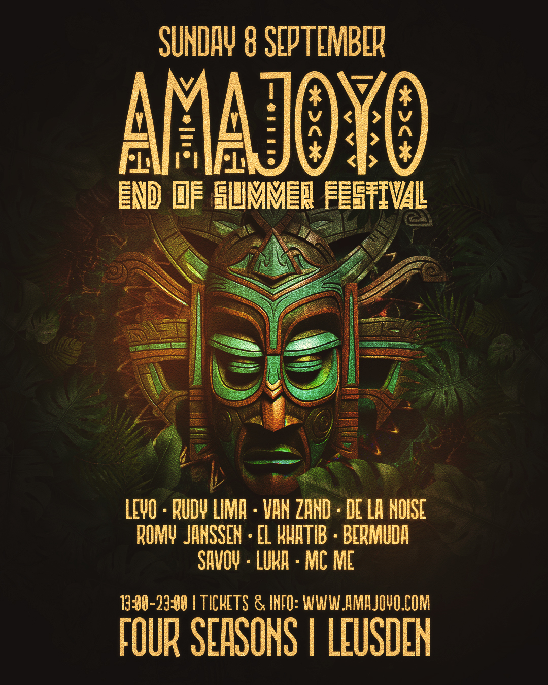 Amajoyo End of Summer Festival in Leusden: Het Beste Afrohouse en Afrotech Evenement Nabij Amersfoort

Beleef de ultieme afsluiting van de zomer bij het Amajoyo End of Summer Festival in Leusden, vlakbij Amersfoort. Dompel jezelf onder in de ritmische beats van de beste Afrohouse en Afrotech muziek, gebracht door top DJ’s en artiesten uit de scene. Geniet van een unieke festivalervaring met dans, sfeer en entertainment in een levendige setting. Mis deze kans niet om de zomer op een onvergetelijke manier af te sluiten met de mooiste klanken van Afrika. Amajoyo is dé plek voor liefhebbers van muziek, cultuur en gezelligheid!